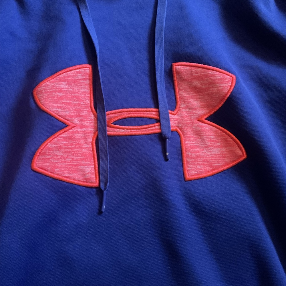 Under Armour Royal Blue Hoodie with Vibrant Red Emblem